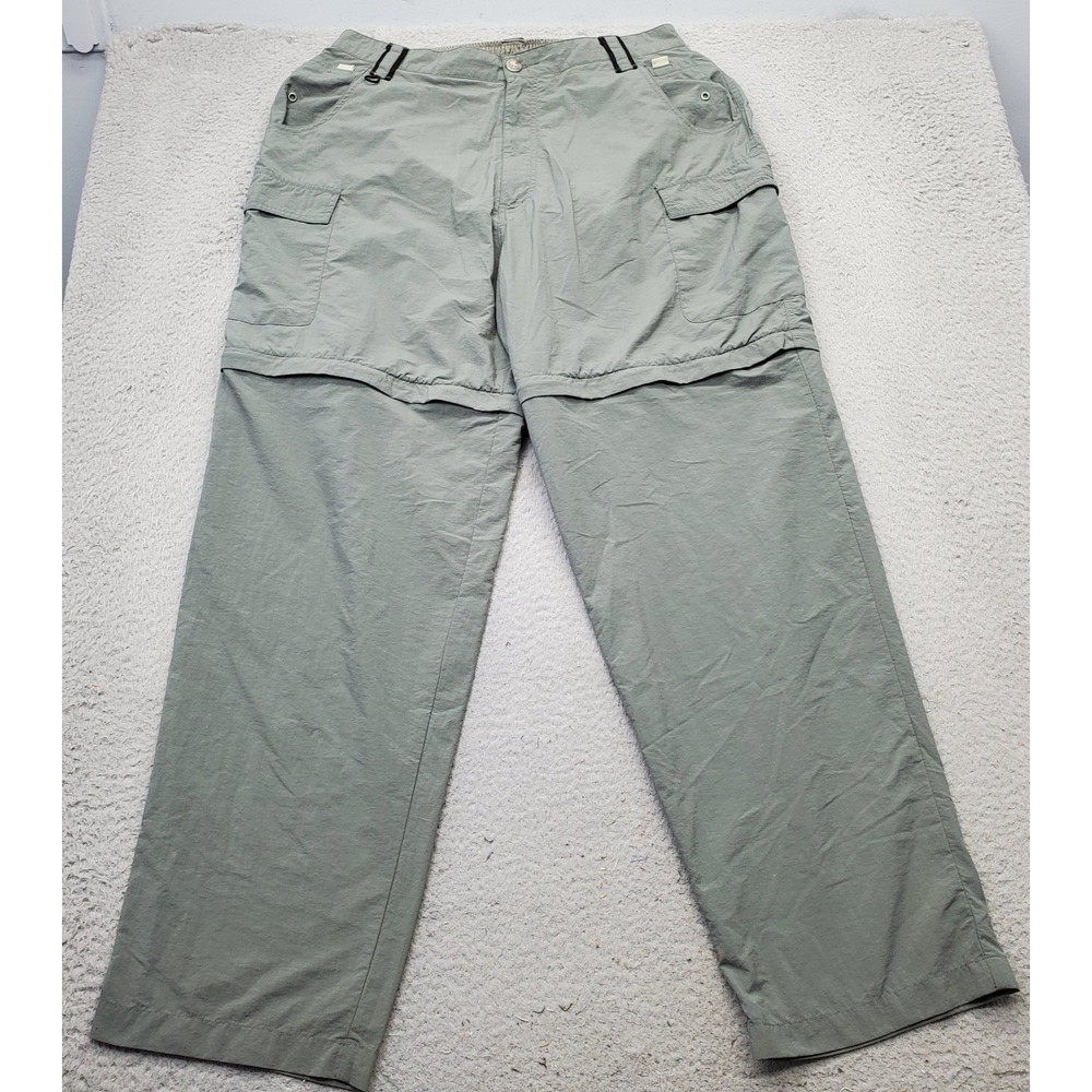 Redington Cargo Pants Mens Large Green Mesh Lined Nylon Convertible Straight Leg